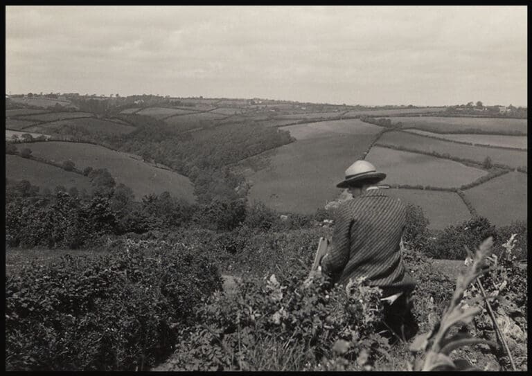 Mary Stella sat painting the North Devon countryside