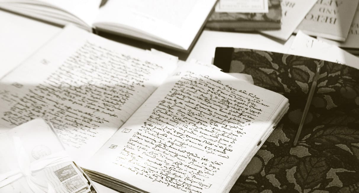 letters written by Mary Stella Edwards on a desk