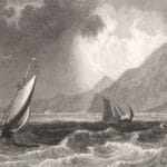 Sailing boats at sea, engraving from 1835