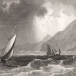 Sailing boats at sea, engraving from 1835