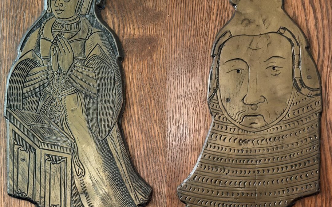Both sides of the palimpsest brass in St Brannock's church in Braunton